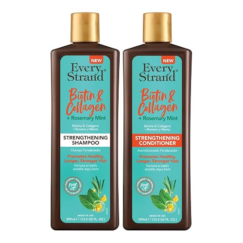 Every Strand Biotin and Collagen Shampoo and Conditioner Set 13.5 oz with Rosemary Mint, Volumizing Duo for Thinning and Fine Hair, Sulfate Free
