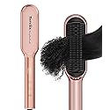 Terviiix Hair Straightener Brush Rose Gold - Ionic Anti-Frizz Hair Straightening Comb with MCH Heater, 13 Heat Settings, Fast Heating 20S, Dual