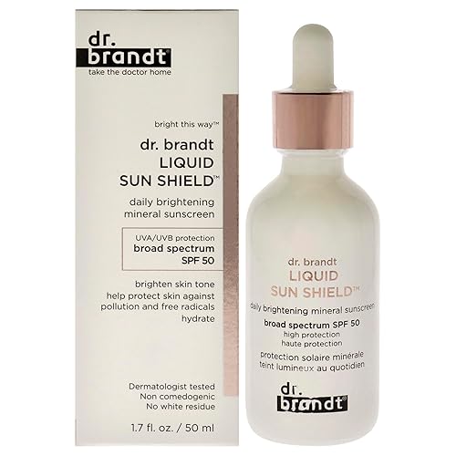 Dr. Brandt Liquid Sun Shield. SPF 50 UVA/UVB Mineral Face Sunscreen. HEV/Blue Light, Infrared and Pollution Protection. Non-Nano Zinc Oxide, Reef-Safe