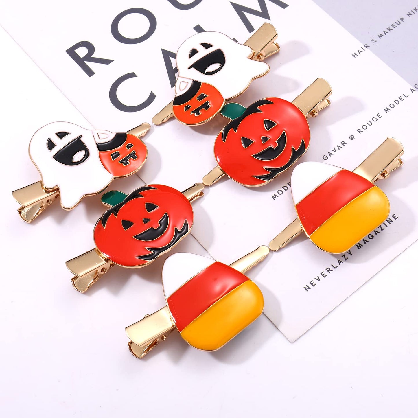 Boderier 6 Pack Halloween Hair Clips for Women Girls Halloween Headdress Candy Corn Pumpkin Ghost Hair Clips Party Costume Hair Accessories