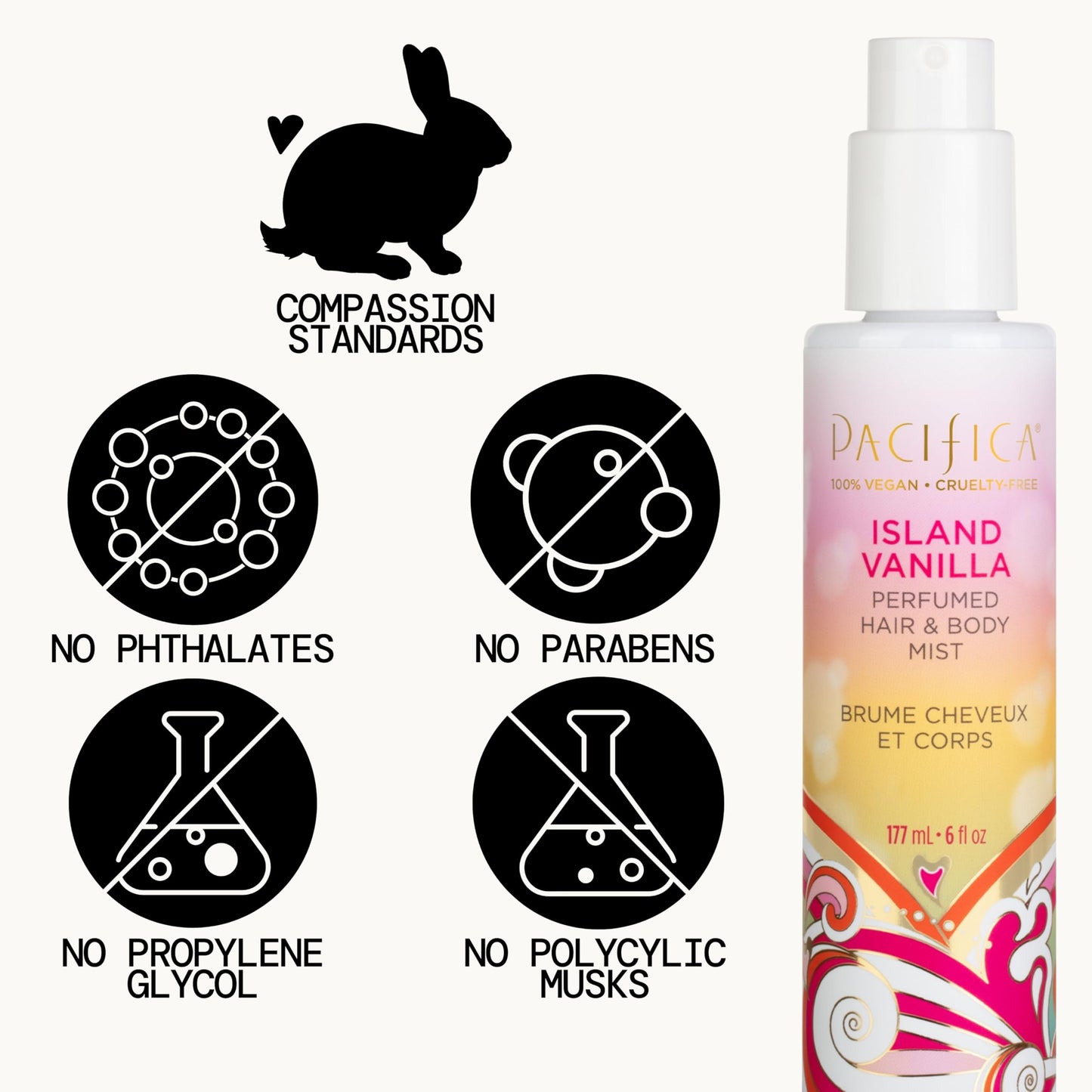 Pacifica Mini Island Vanilla Hair Mist Perfume and Full Body Spray for Women - Body Mist Fragrance Spray for A Mood-Lifting Experience, Paraben-Free,