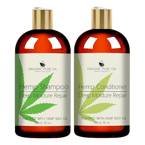 OPO Natural Hemp Extract Hydrating Sulfate Free 16 oz Shampoo & Conditioner Set - Rich Botanical Hydrating Nourishing Formula Best for Curly Frizzy