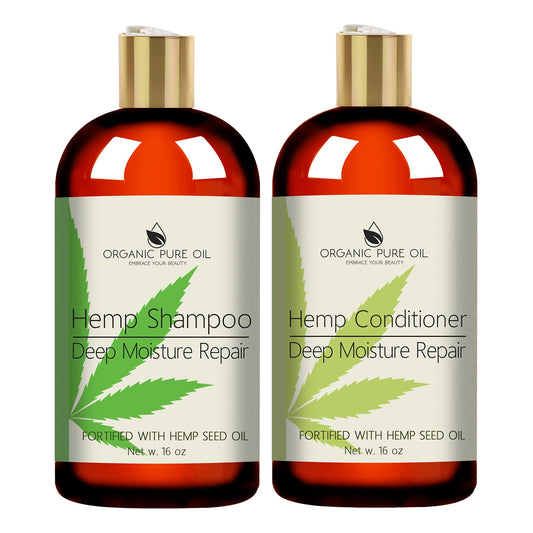 Hemp Hydrating Shampoo and Conditioner Set - 16 oz, For Men and Women - Color Treated Hair, All Natural - Sulfate Free - Curly or Frizzy Hair - Made Beauty & Personal Care OPO