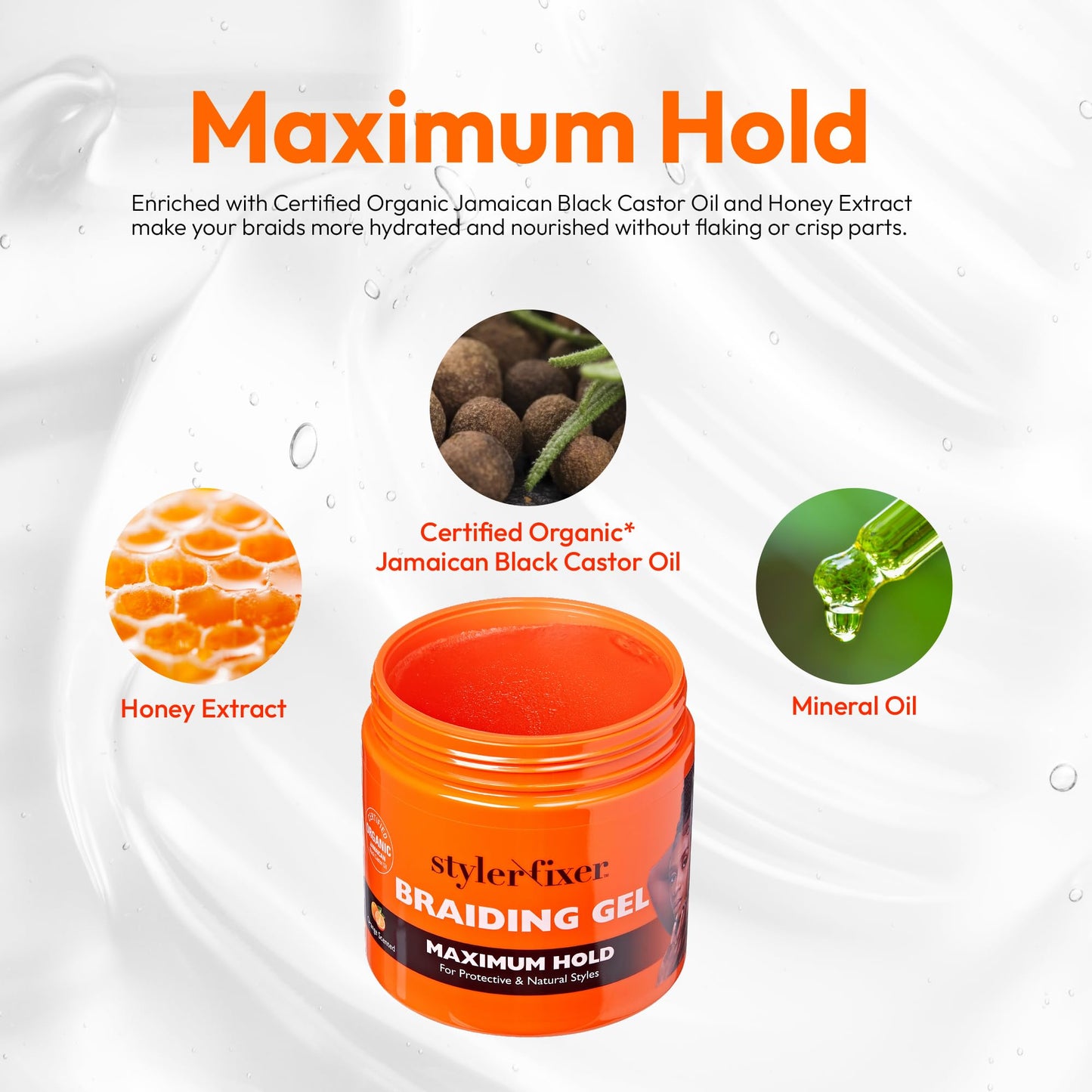 Red by Kiss Braiding Gel Maximum Hold Styler Fixer for Box Braids & Cornrows, Hydrating, Conditioning, Long-Lasting Frizz Control, 4C Moisturizing