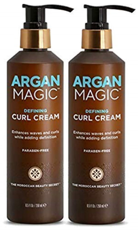 Argan Magic Defining Curl Cream - Enhances Waves & Curls While Adding Definition | Conditions, Detangles, Reduces Frizz | Enriched with Biotin |