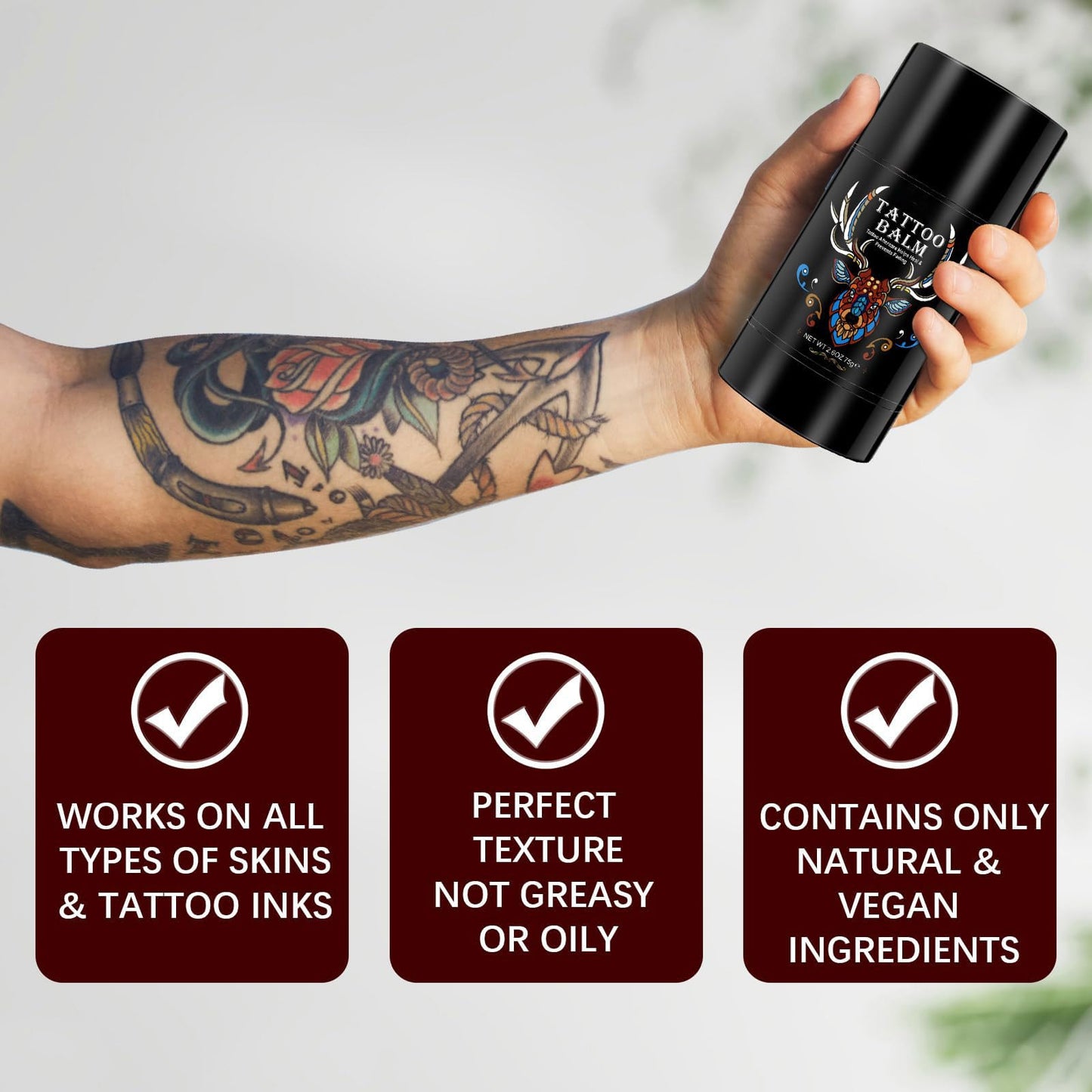 Tattoo Aftercare Butter Balm, 2.6 oz, Old & New Tattoo Moisturizer Healing Brightener for Color Enhance, Natural Organic Tattoo Cream Beauty and Personal Care Yecuce