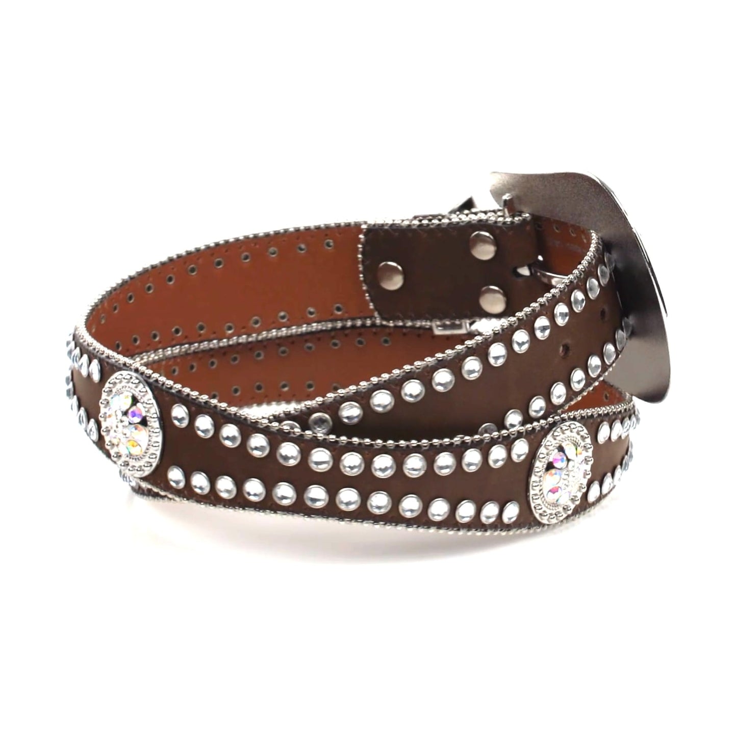 Blazin Roxx Women's Rhinestone Lined Concho Belt Med Brown X-Large