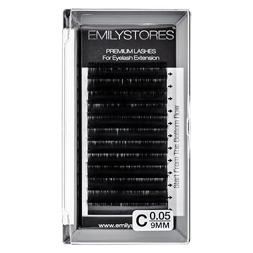 EMILYSTORES Lash Extensions 0.05mm Thickness C Curl 9mm Length Volume Eyelashes For Eyelash Extensions(0.05,C,9mm)