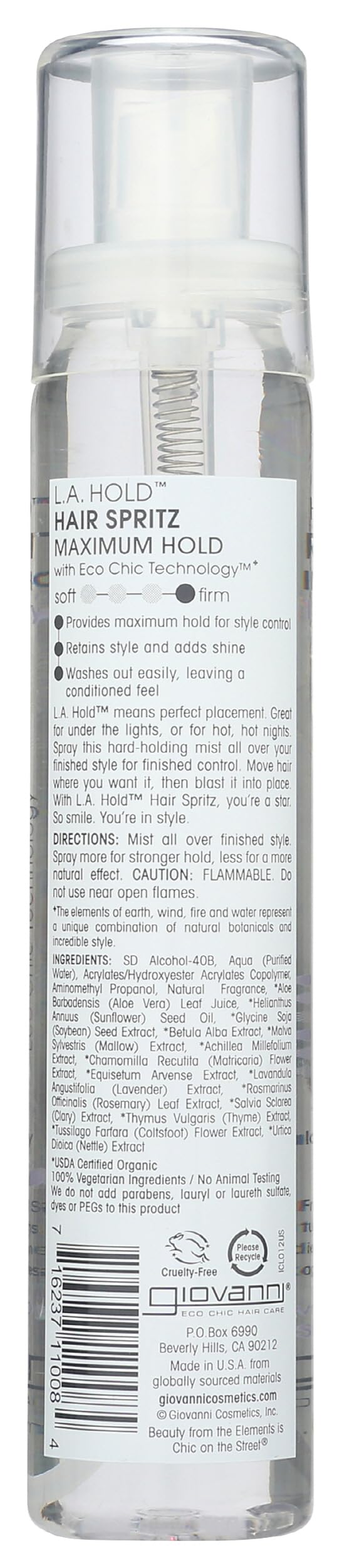 GIOVANNI L.A. Hold Hair Spritz - Maximum Styling Spray, Lightweight, Lauryl & Laureth Sulfate Free - 5 oz