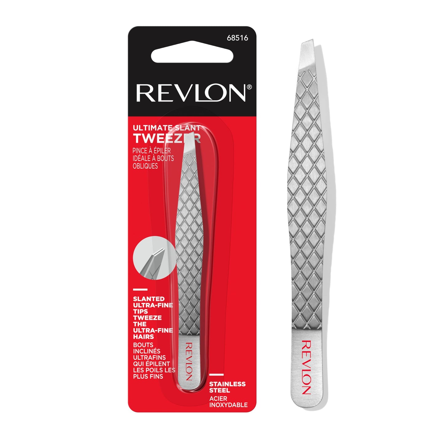 Revlon Ultimate Slant Tweezer, Hand-Finished Ultra-Fine Tips for Precise Hair Removal, Perfect for Tweezing The Tiniest Hairs, Made With Stainless