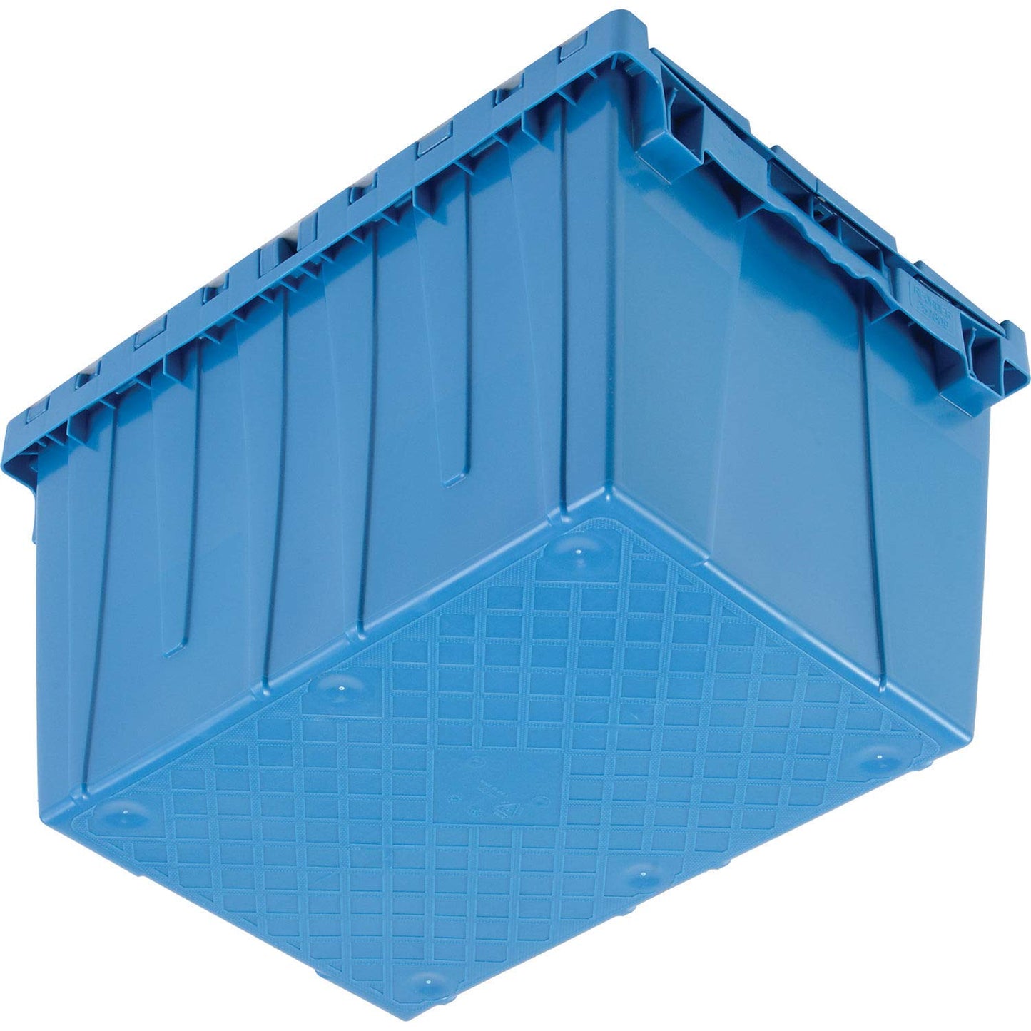 Monoflo Plastic Distribution Container With Hinged Lid, 21.9 x 15.2 x 12.8”, Blue