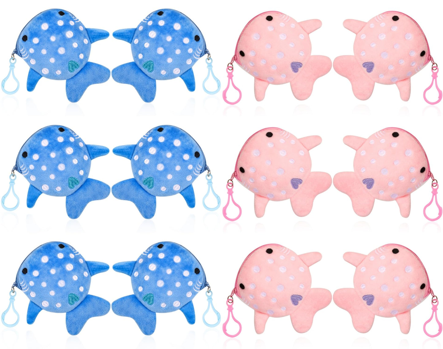 Niceup 12PCS Pink and Blue Whale Shark Kids Party Favors Plush Coin Purse Cute Keychains for Ocean Under the Sea Animal Goodie Bag Fillers
