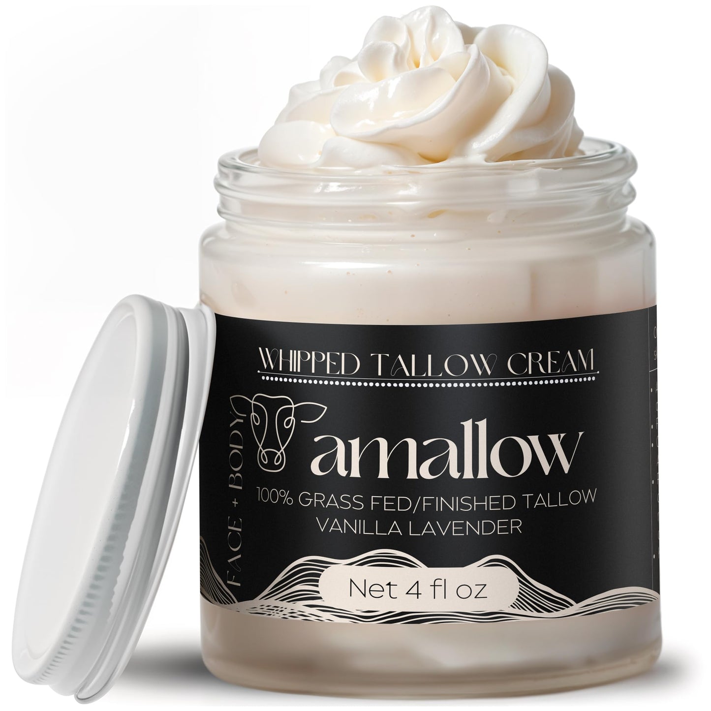 Amallow 100% Grass Fed Beef Tallow for Skin Care - Face + Body - Whipped Moisturizer - Natural Lotion, 4 FL. oz. (Vanilla Lavender) Beauty and Personal Care Amallow Default Title