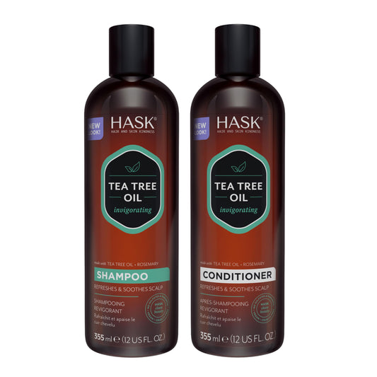 HASK Tea Tree Oil & Rosemary Invigorating Shampoo + Conditioner Set | Refreshes Scalp, Sulfate-Free, Paraben-Free, Gluten-Free, Color Safe | 12oz each Beauty & Personal Care HASK