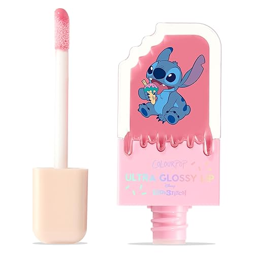 ColourPop x Stitch Ultra Glossy Lip Gloss - High-Shine, Non-Sticky & Hydrating Lip Gloss with a Flexible Paddle Applicator - Sheer Baby Pink - Super