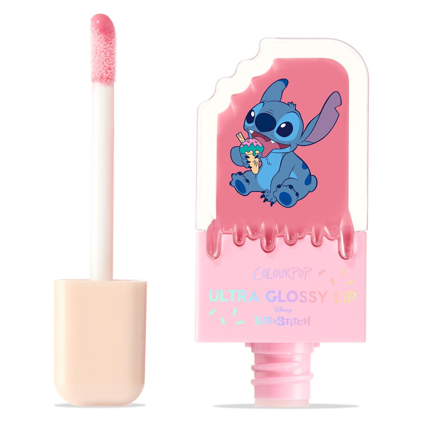 ColourPop x Stitch Ultra Glossy Lip Gloss - High-Shine, Non-Sticky & Hydrating Lip Gloss with a Flexible Paddle Applicator - Sheer Baby Pink - Super