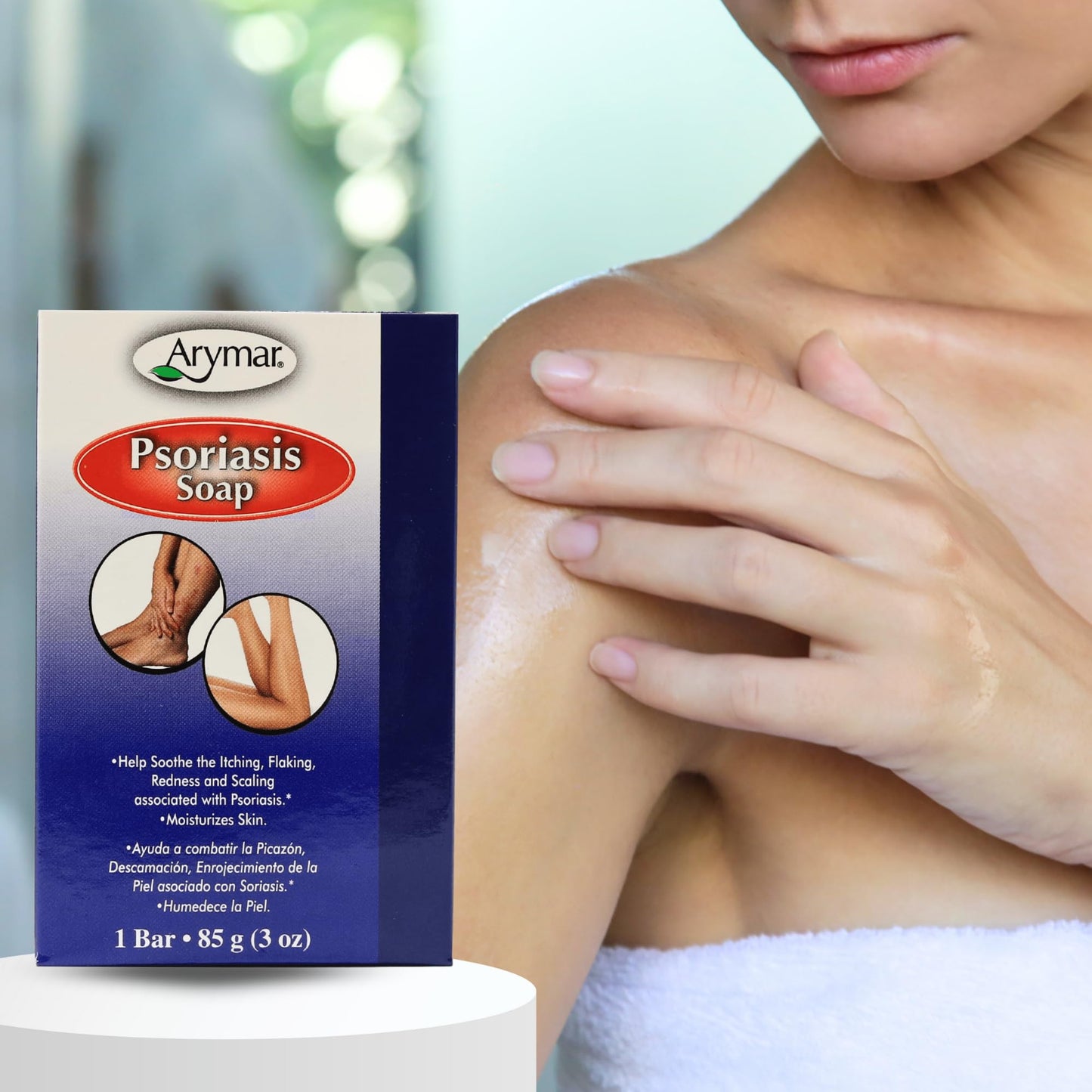 Arymar Psoriasis Bar Soap (3 oz) - Gentle Cleansing Formula for Sensitive Skin, Promotes Healthy Skin Beauty & Personal Care Arymar