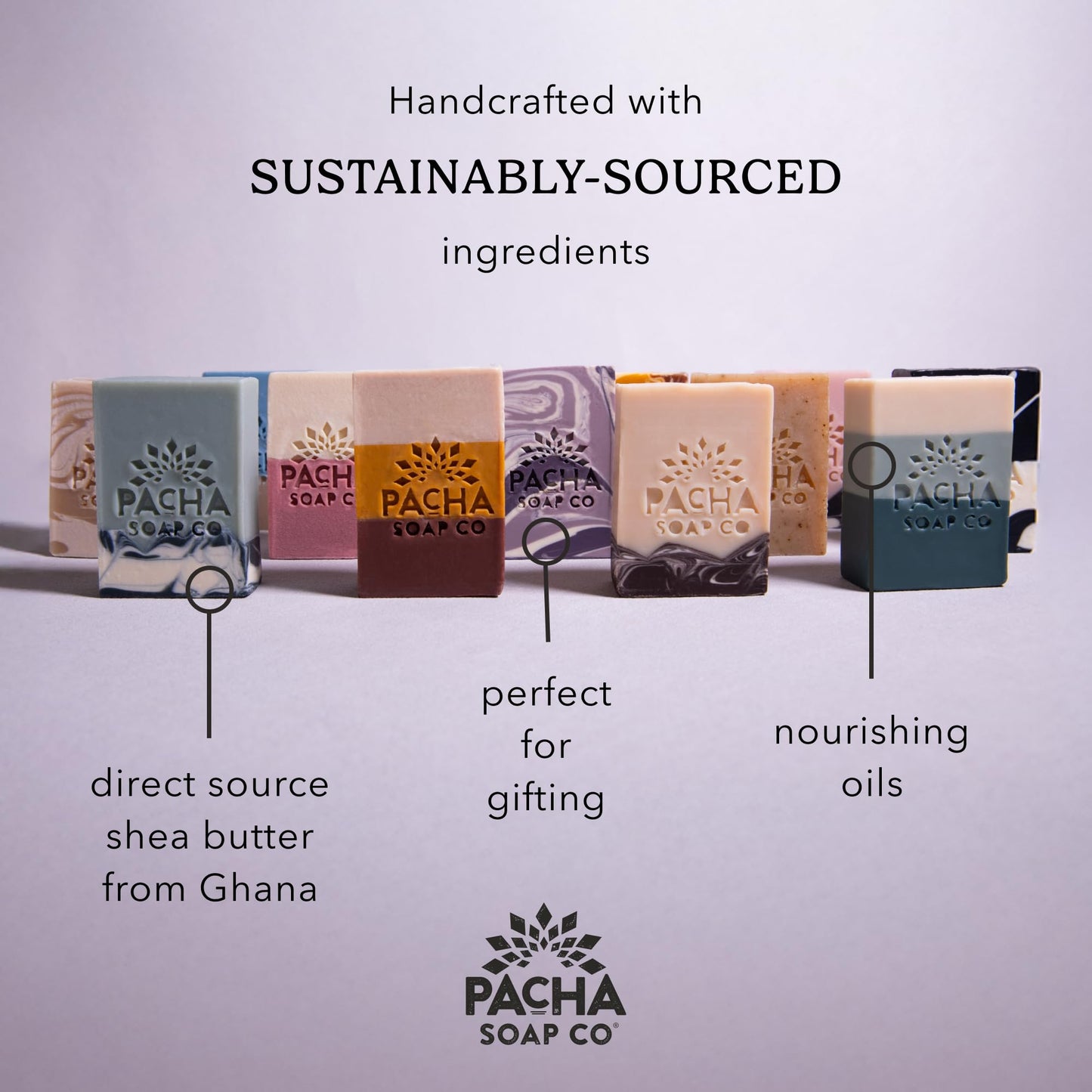 Pacha Soap Co. Bar Soap Variety Set - Signature Scents, Premium Handcrafted Trial & Travel Size Bars for Face, Hands & Body, Hydrating Formula