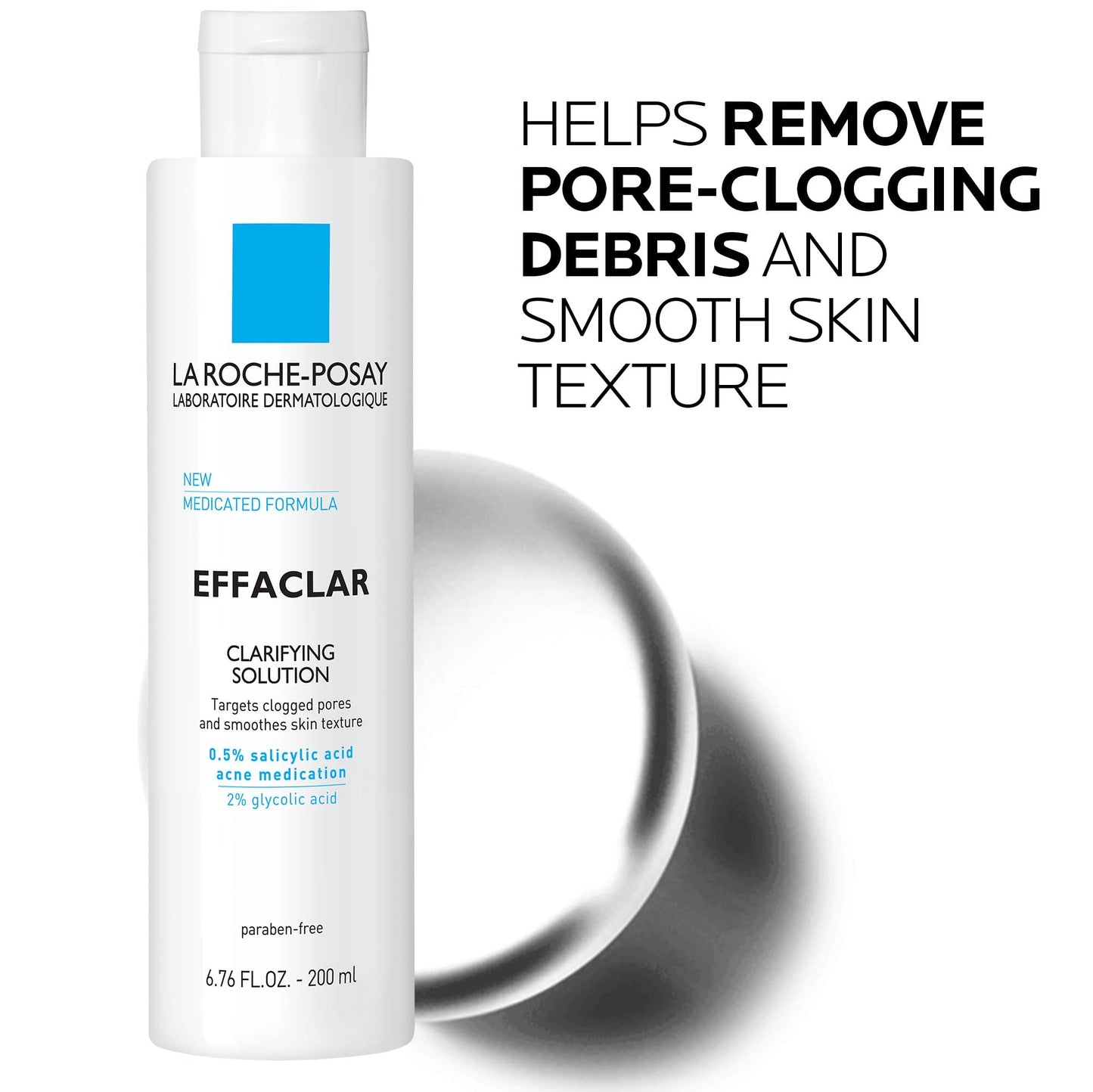 La Roche-Posay Effaclar Clarifying Solution Acne Toner with Salicylic Acid and Glycolic Acid, Pore Refining Oily Skin Toner, Gentle Exfoliant