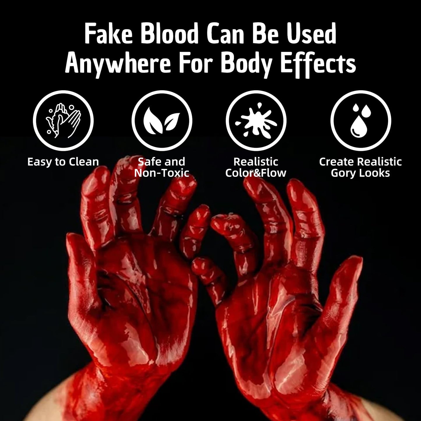Fake Blood Spray for Halloween 2Pack, 2x2 fl oz Washable Fake Blood Makeup Kit, Realistic Dripping Fake Blood, Fake Blood for Face, Perfect