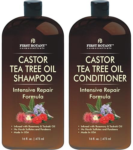 Castor Tea Tree Shampoo Conditioner - An Anti Hair Loss Set Thickening formula For Hair Regrowth, Anti Thinning Sulfate Free For Men & Women Anti