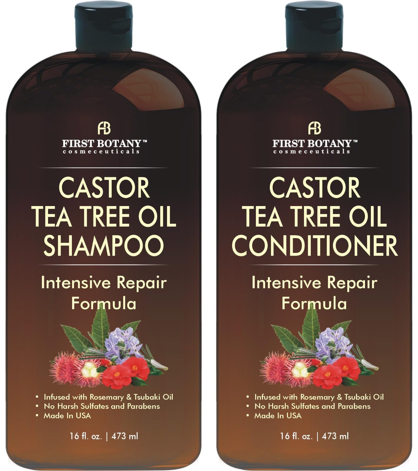 Castor Tea Tree Shampoo Conditioner - An Anti Hair Loss Set Thickening formula For Hair Regrowth, Anti Thinning Sulfate Free For Men & Women Anti