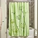 iDesign Thistle Floral Fabric Bathroom Shower Curtain - 72" x 72", Green
