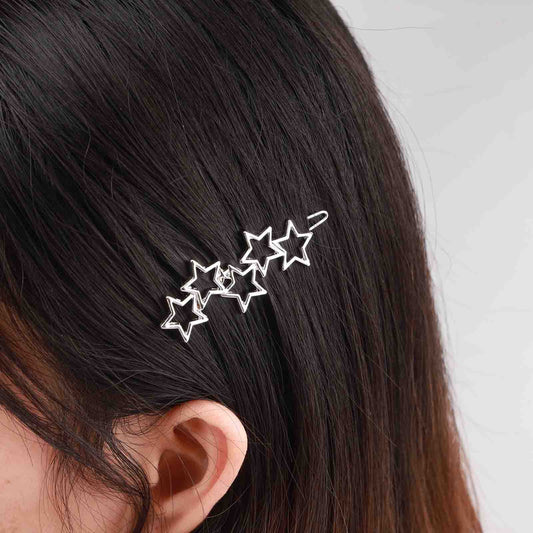 YienDoo Vintage Silver Metal Cluster Hair Accessories - Star Barrettes, Hoop Bobby Pins, and Bridal Hair Clips for Women and Girls