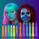 Glow In The Dark Body Paint, 6 PCS Glow In The Dark Under Uv Black Light Sticks Makeup Neon Face Painting Kits For Adult Halloween Festival Accessory