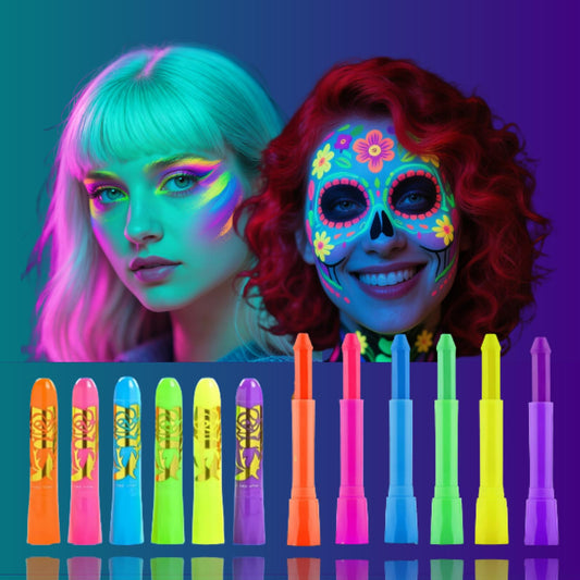 Glow In The Dark Body Paint, 6 PCS Glow In The Dark Under Uv Black Light Sticks Makeup Neon Face Painting Kits For Adult Halloween Festival Accessory