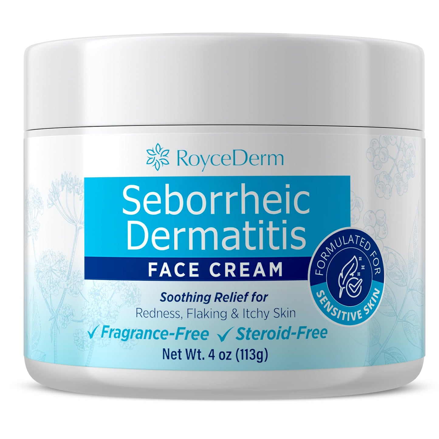 Roycederm Seborrheic Dermatitis & Psoriasis Face Cream - Steroid-Free Moisturizer for Redness, Flaking & Sensitive Skin - Face, Scalp & Body Daily Beauty and Personal Care Roycederm