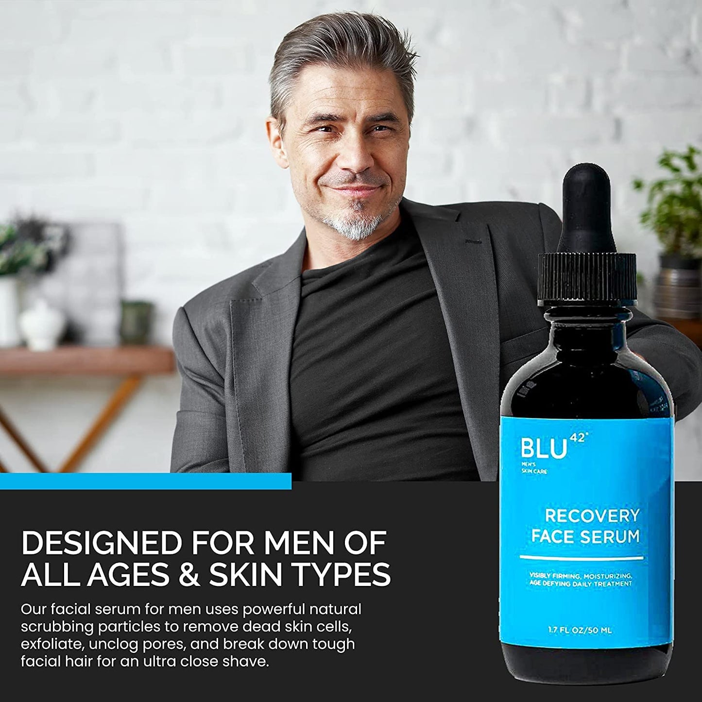 Blu42 Men's Recovery Face Serum | Anti-Aging, Hydrating for most skin types | 50ml