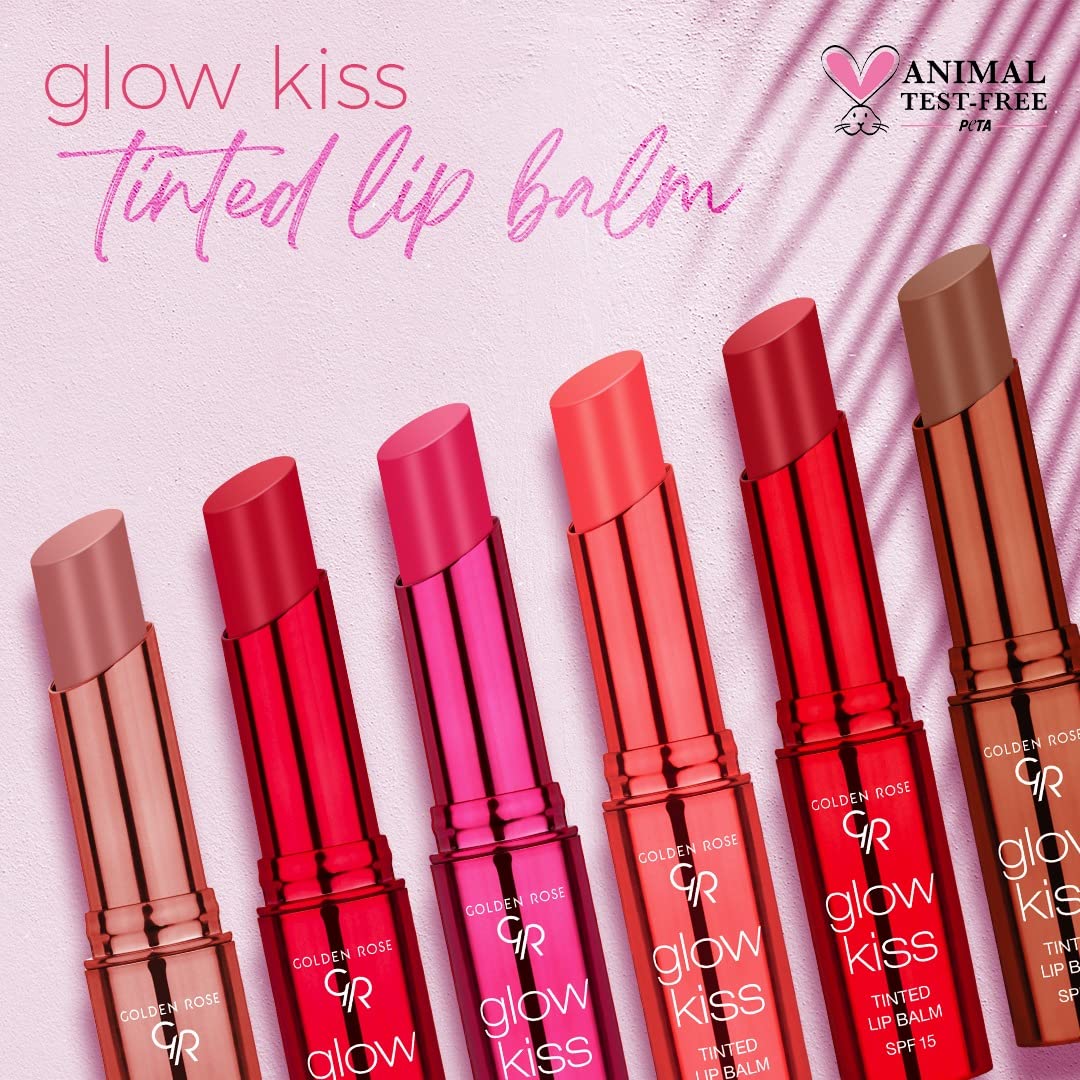 Golden Rose Cosmetics Glow Kiss Tinted Lip Balm with SPF15, Vegan Formula (Berry Pink) Beauty and Personal Care Golden Rose