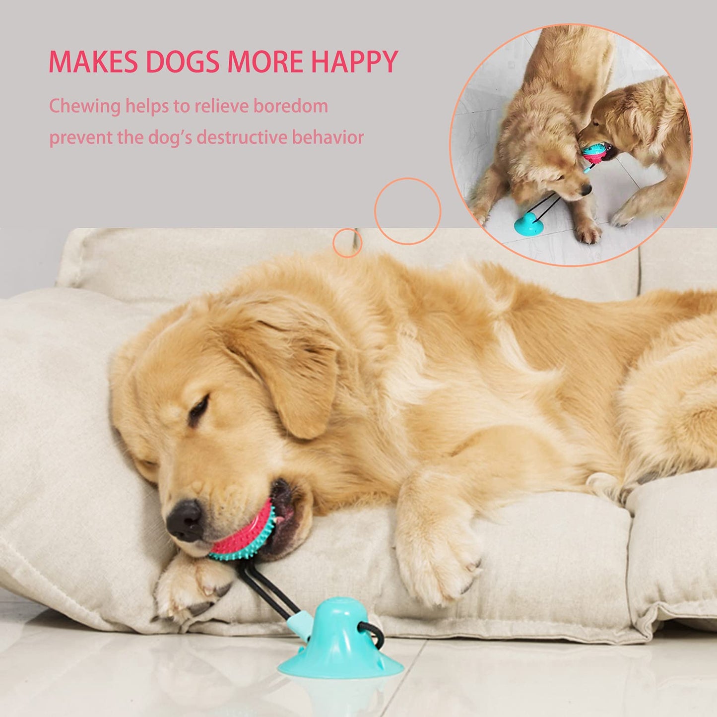 Askhald Dog Chew Toys for Aggressive Chewers – Puppy Training Rope, Teething & Boredom Relief, Puzzle Treat Dispensing Ball Toy (Blue)