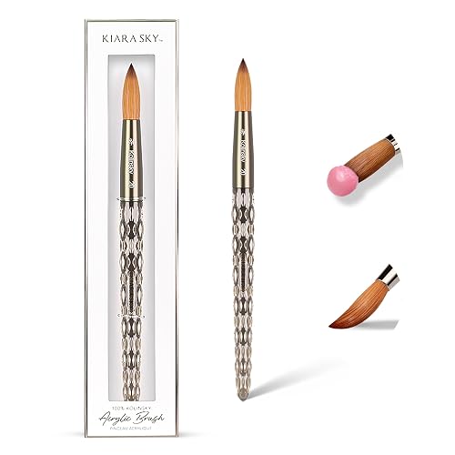 Kiara Sky Kolinsky Acrylic Nail Brush #20 - Pure Kolinsky Sable Hair, Black Crystal Handle, Acetone Resistant, for Acrylic Application, Extensions Beauty & Personal Care KIARA SKY