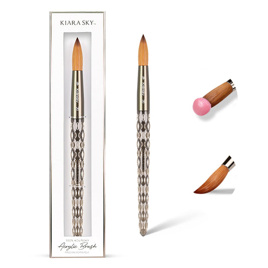 Kiara Sky Kolinsky Acrylic Nail Brush #20 - Pure Kolinsky Sable Hair, Black Crystal Handle, Acetone Resistant, for Acrylic Application, Extensions Beauty & Personal Care KIARA SKY