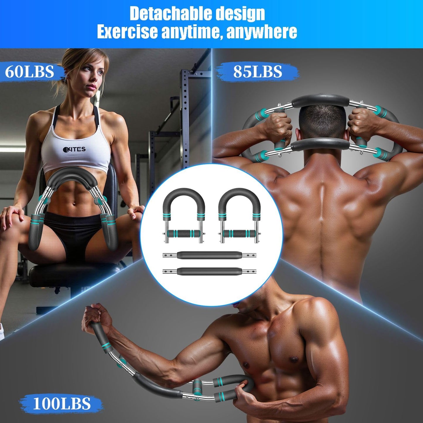 EINOJEOY Twister arm Trainer, Adjustable Resistance Chest Workout Equipment,Forearm Power Exercise bar, pectoralis spinalis Device, Portable…