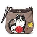 Chala Handbags Fat Cat Crescent Crossbody Handbag Purse, Cat Mom