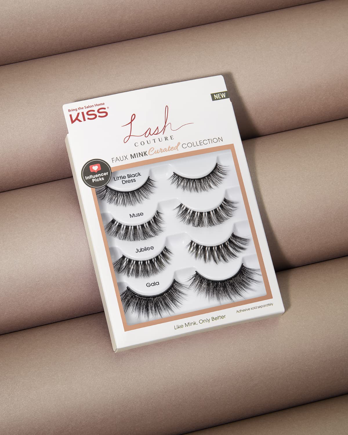 KISS Lash Couture Faux Mink False Eyelashes Multipack, Celebrity Favorite Wispy Effect, Volume & Curl, Lash Extensions Look, Crisscross Pattern