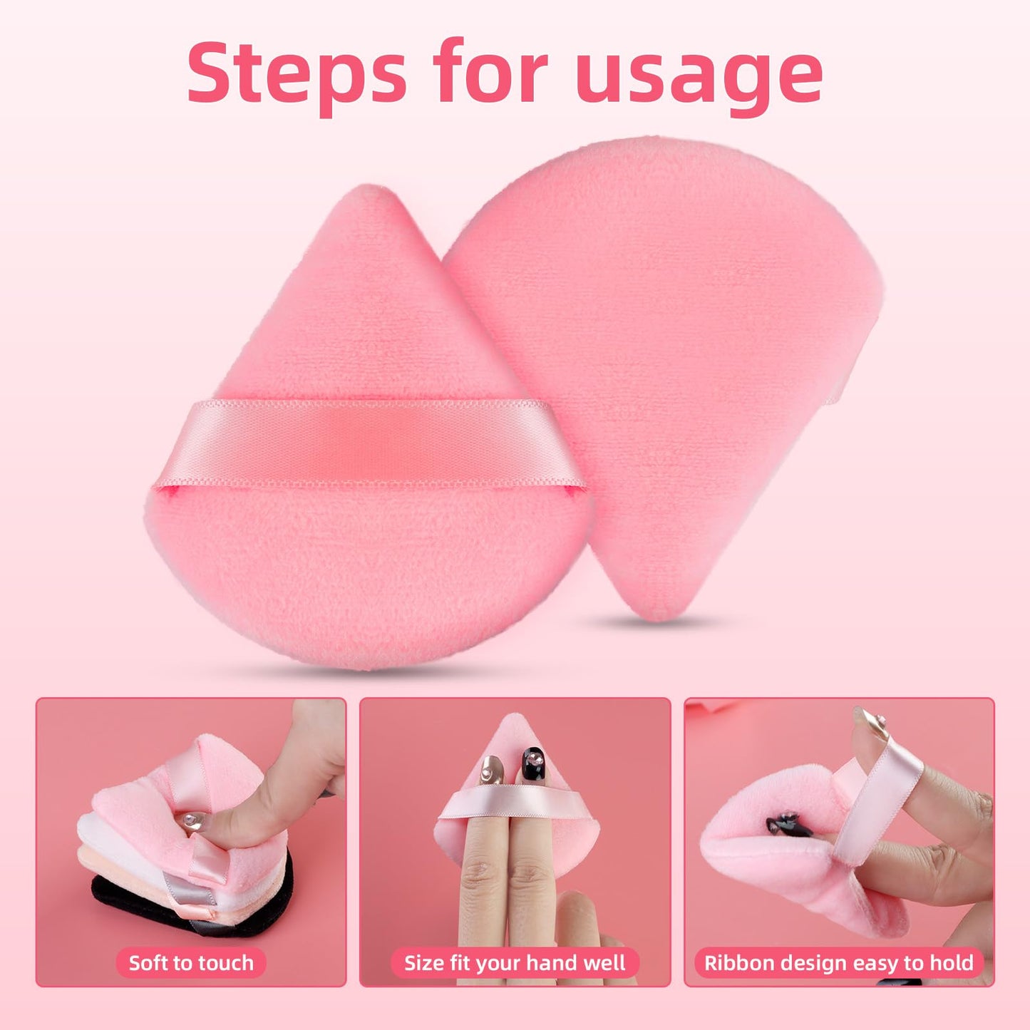 8 Pcs Triangle Powder Puff Face with Case, Cotton Soft Triangle Makeup Puff Velour Cosmetic Foundation Blender Sponge Beauty Makeup Tools for Both Dry