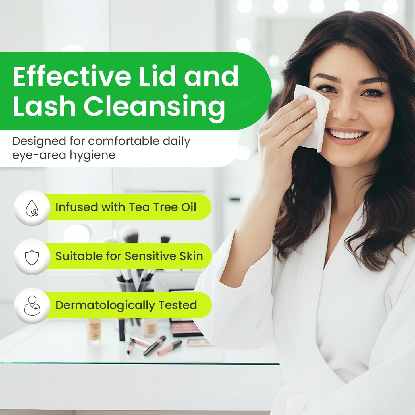 OPTASE TTO Eyelid Cleansing Wipes, 30 Count - Individually Wrapped Tea Tree Oil Eyelid Wipes - Preservative-Free Formula for Daily Use - Eye Doctor Beauty and Personal Care Optase