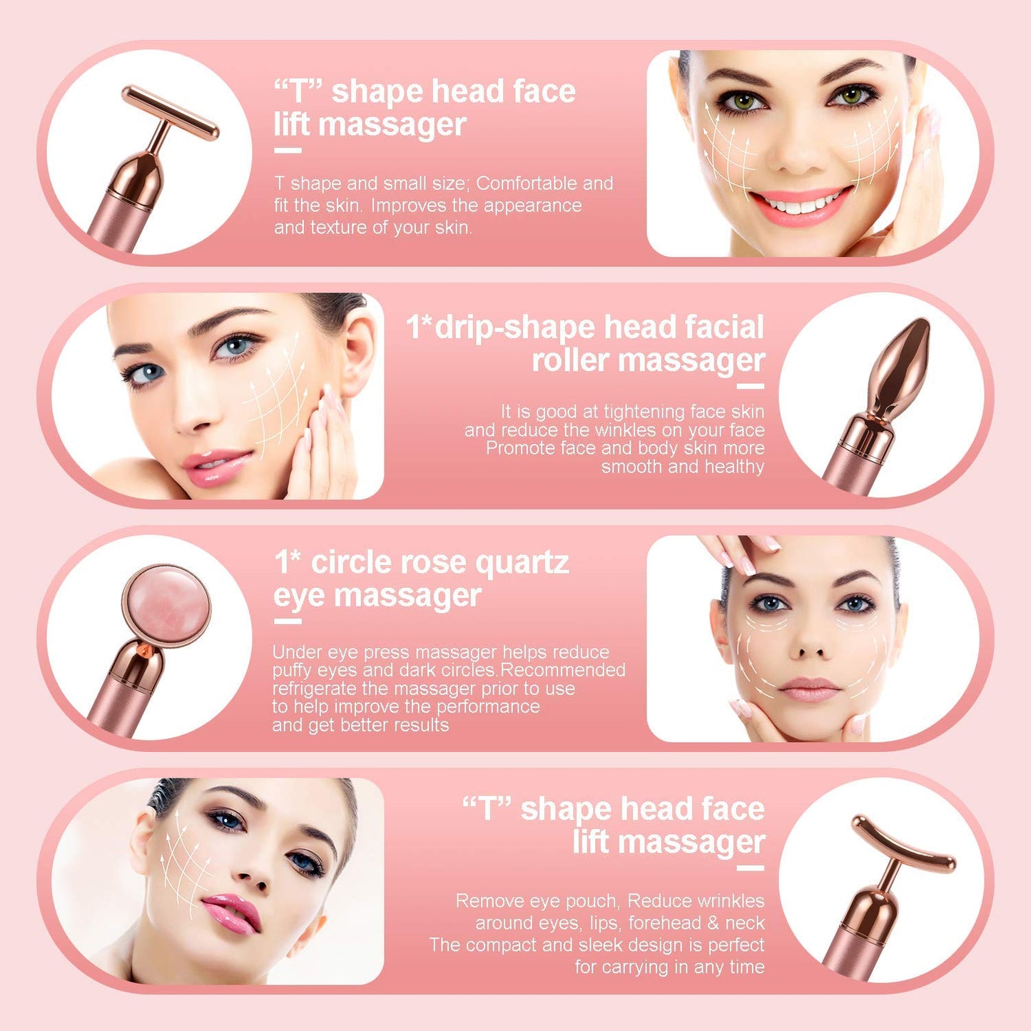 DANGSHAN 4-in-1 Face Massager Roller 24k Golden Face Roller, Arm Eye Nose Massage for Face Facial Massager Skin Care Tools