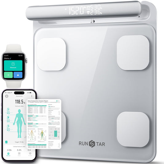 RunStar Smart Scale for Body Weight and Fat Percentage FSA&HSA Eligible, 8-Electrode Digital Bathroom Scale with BMI, Body Fat & Muscle Mass to 28…