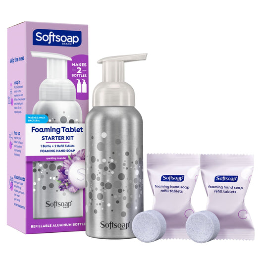 Softsoap Hand Soap Tablets Sparkling Lavender, Starter Kit with Pump and 2 Tabs