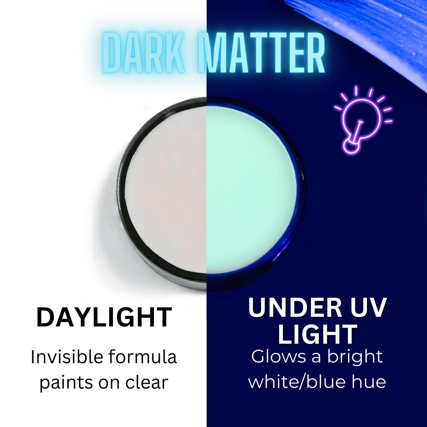 Mehron Paradise FX UV Neon Glow - Neon UV Dark Matter 1.4 oz | Water Activated Black Light UV Paint for Raves, Costumes, SFX, Halloween, Stage