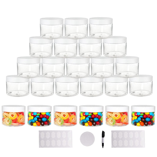 suituts 24 Pack 10 oz (300 ml) Plastic Jars with Lids, Food Storage Spice Jars, Craft Storage Favor Jars//Empty Wide-Mouth Jars for Body Butter…
