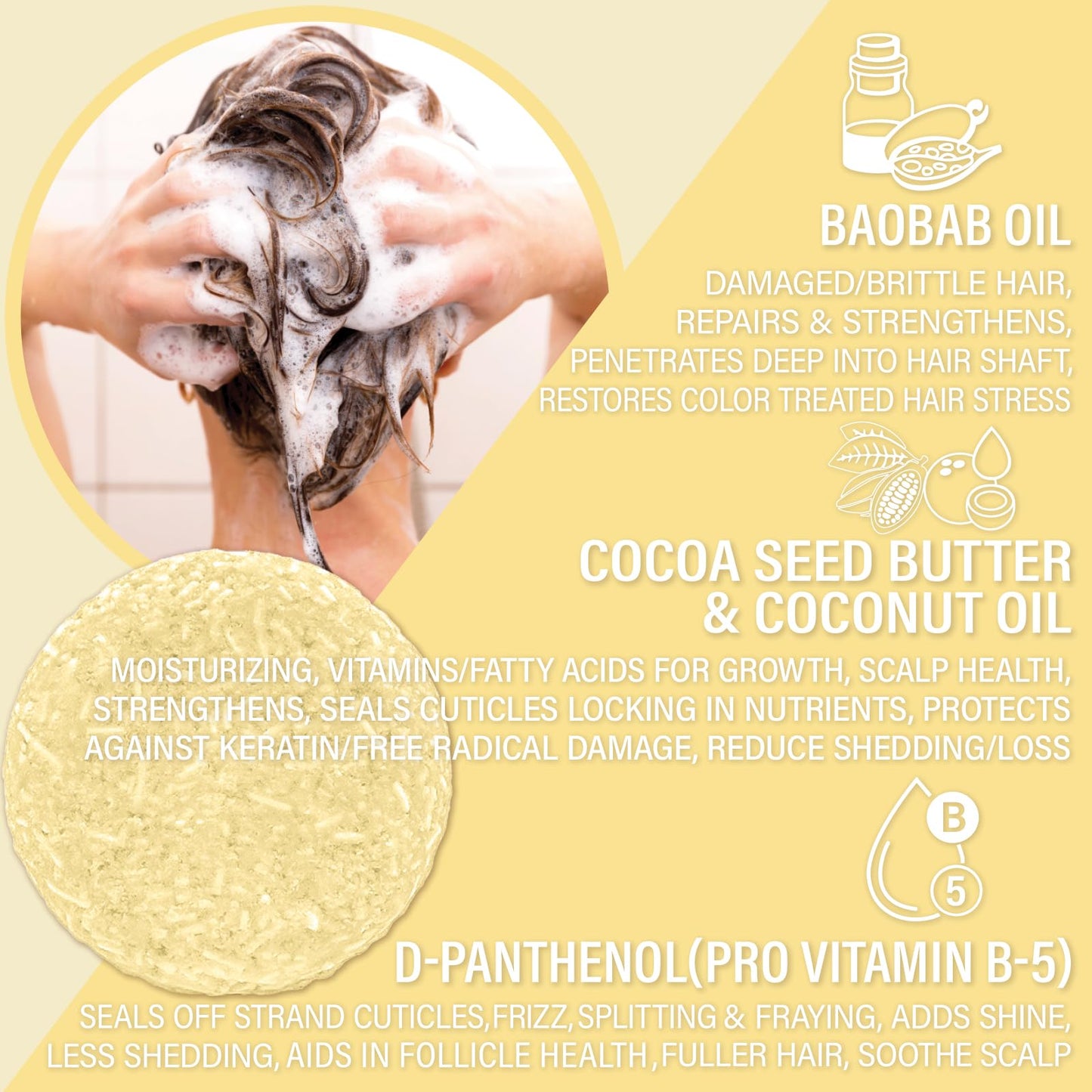 Luxiny Pina Colada Shampoo and Conditioner Bar Set - Sulfate-Free Shampoo Bar (60g) & Deep Conditioner Bar (50g) for Normal to Dry Hair, Made in USA