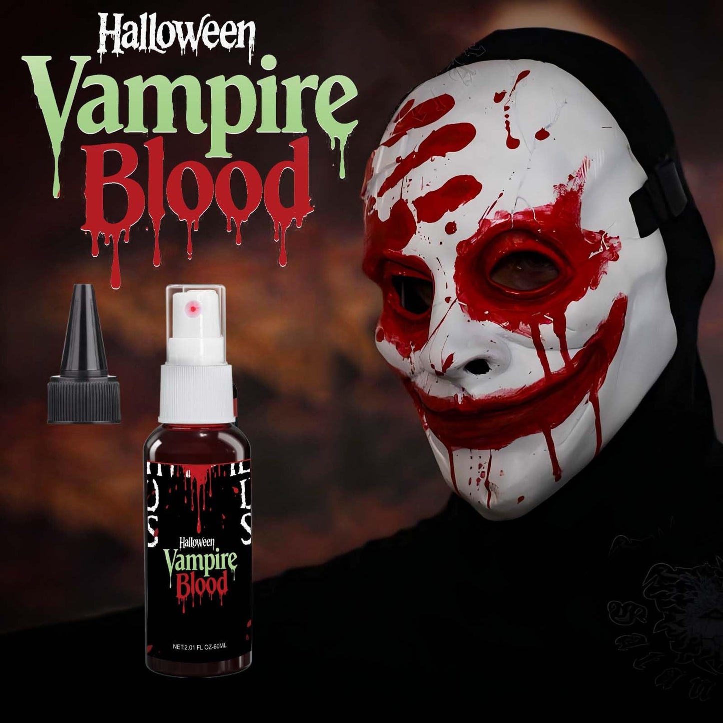 Fake Blood spray,2.01FL.OZ Vampire Blood Makeup,Halloween Fake Blood Spray Eye Blood Drops Body Paint?Blood Splatter for Clothes,Halloween Zombie
