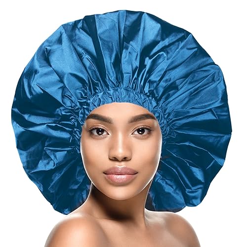 Donna Jumbo Satin Shower & Conditioning Cap 1pc for Women, Curly Hair, Roller Sets, Crochet Hairstyles, Elastic Band Waterproof Shower Cap Jumbo