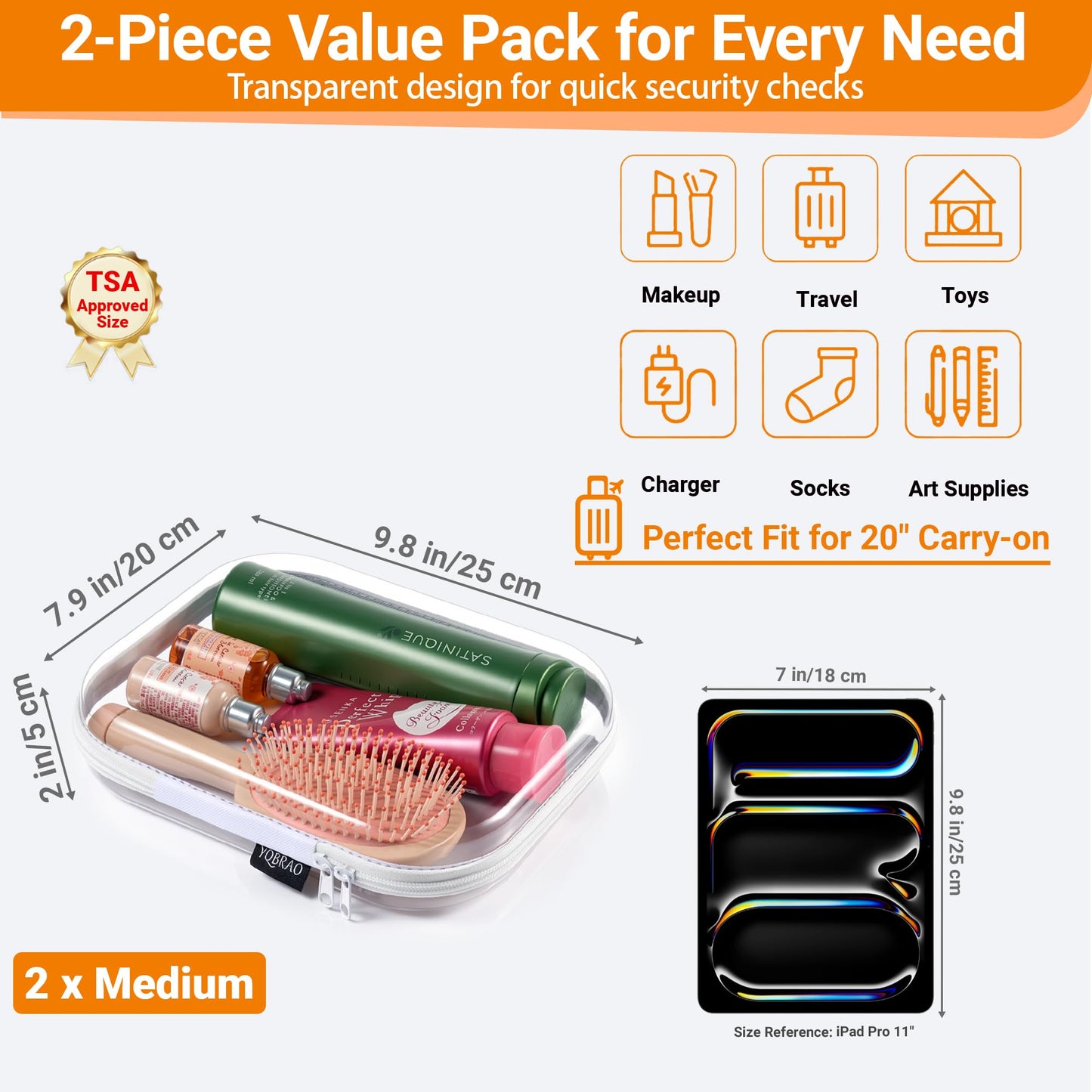 YQBRAO Clear Hard Shell Organizer Set, 2-Pack, White Beauty and Personal Care YQBRAO